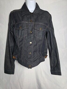 Gucci Tom Ford Era Denim Shirt Indigo Blue Leather Side Belt Size 42 US 6